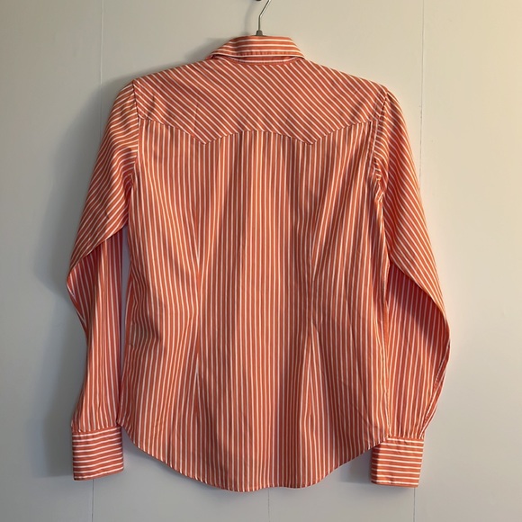 Ralph Lauren Blue Label Western Pearl Snap Button Shirt Size 4 Pink White Stripe - Picture 4 of 8